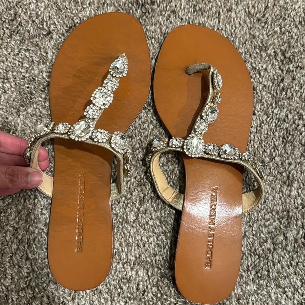 NWT Badgley Mischka rhinestone bling sandals size 7.5 retails $130